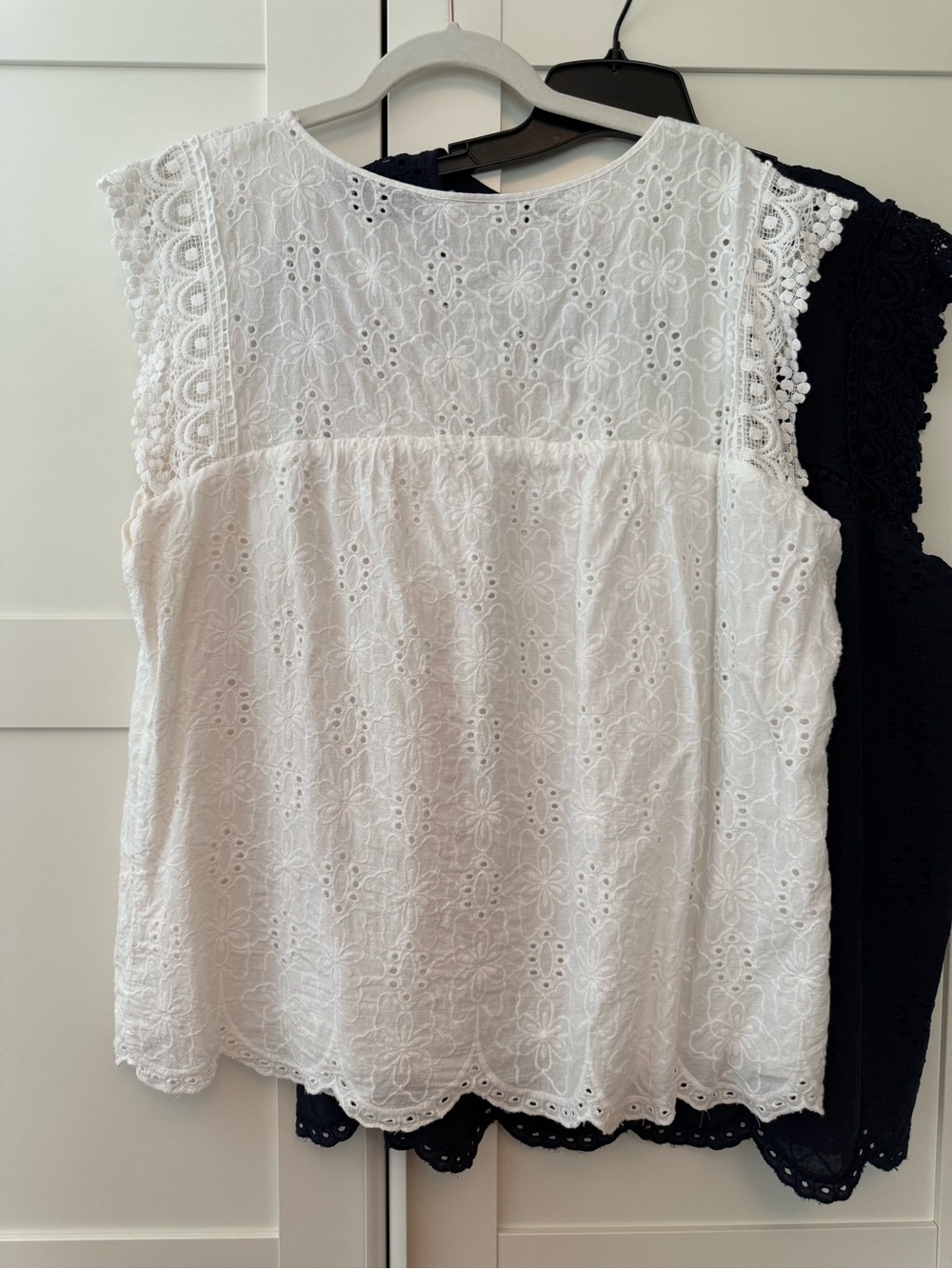 Pair of Navy & White Eyelet Scallop Hem Tops, XL - Picture 2 of 14